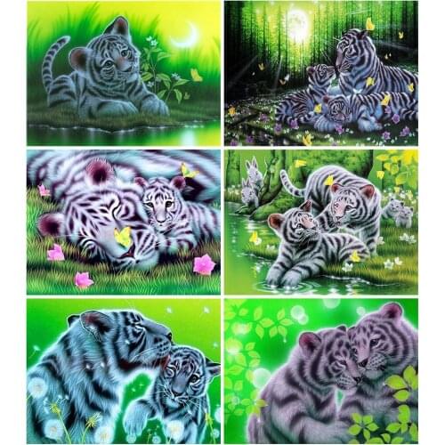 FIYO 5D DIY Diamond Painting White Tiger New Arrivals Full Square/Round Diamond Embroidery Animal Mosaic Cross Stitch Home Decor