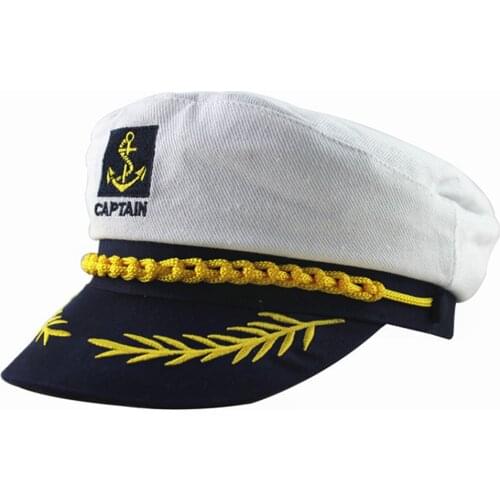 Men Women Vintage White Adjustable Skipper Sailors Navy Captain Boating Military Hat Cap Adult Party Fancy Dress Unisex Hat