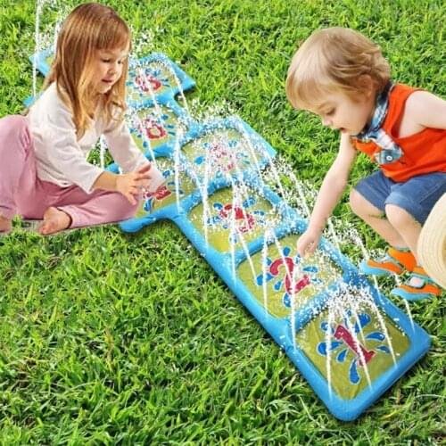 Hopscotch Game Inflatable Pad Fountain Swimming Pool Indoor Sprinkler Toddler Water Game Play Center for Kids Portable