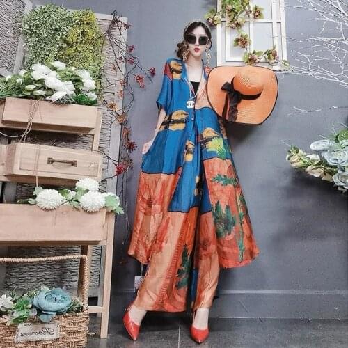 Fashion Suit Womens Summer Clothes For Women 2021 New Temperament Age Reducing Loose And Thin Top Wide Leg Pants Two Piece Set