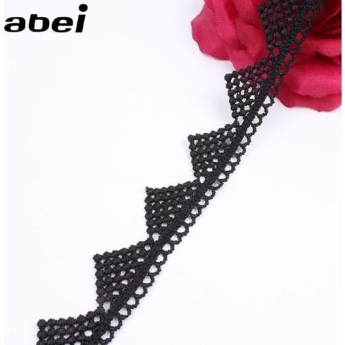 2cm 5yards/lot Hollow Soluble Lace Black Embroidery Ribbon DIY Handmade Patchwork Craft Sewing Dress Clothing Accessories