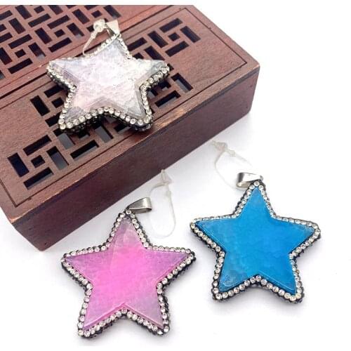 Natural Stone Five-pointed Star Pendant with Colorful Diamonds Handmade Fashion Jewelry Accessories To Make Necklaces Earrings