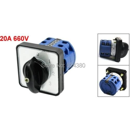 LW28-20/0-3 Universal Rotary Cam Combination Changeover Switch 4 Four Postion 6 Terminals 3 Phase 660V 20A