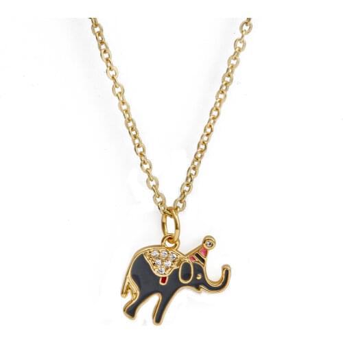 Wish Card Copper Pendant Necklace Lightning Dark Cloud Rainbow Elephant Fashion Charm Chain Jewelry Fashion Party Gift for Womem