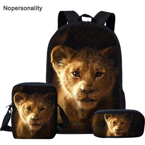 Nopersonlity Cute Kids School Bag Sets Cartoon The Lion King Bookbags for Children Cartoon Simba Print Schoolbags Mochila