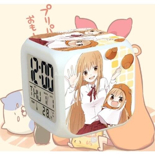 Cute Anime Himouto Umaru Chan 3D Print Hot Sale Funny Figure Alarm Clock Bedroom Decor Digital Square Clocks Adult Luminous Gift