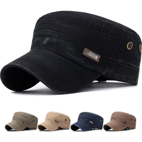 Fashion Flat Top Military Hat Cotton Snapback Cap Men Women Vintage Baseball Caps Dad Hats Adjustable