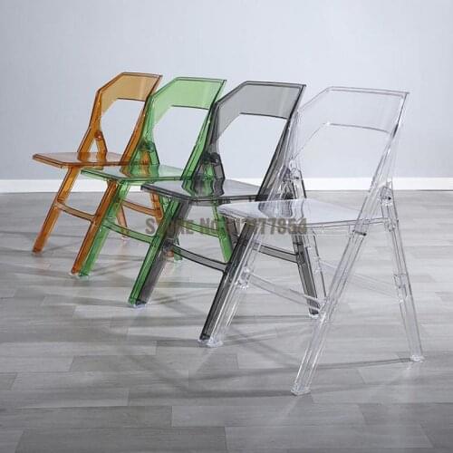 Nordic New Folding Chair Ghost Transparent Acrylic Net Red Light Luxury Original Designer Simple Ins Crystal Dining Chair