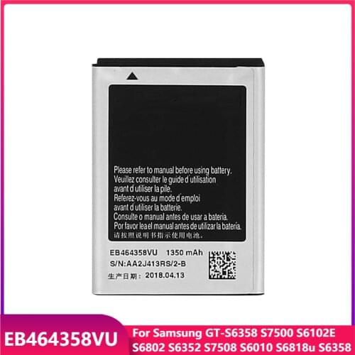 Original Replacement Phone Battery EB464358VU For Samsung GT-S6358 S7500 S6102E S6802 S6352 S7508 S6010 S6818u S6358 1300mAh