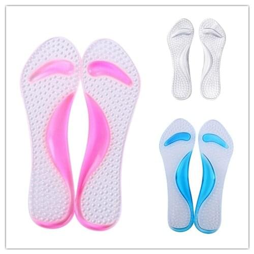 Clear Silicone Gel Massage Arch Support Insoles Orthotic Flatfoot Prevent High Heels Shoes Pad Foot Cocoon Feet Care Tools Women