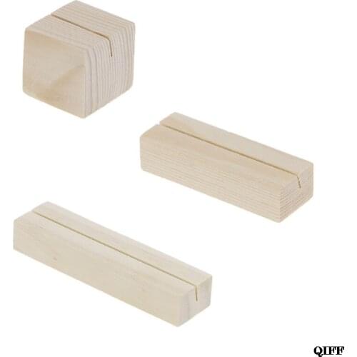 Drop Ship&Wholesale 1PC Bevel Natural Wood Memo Clips Photo Holder Clamps Stand Card Desktop Message Crafts June 6