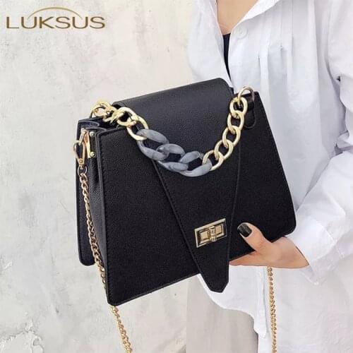 LUKSUS Christmas Gift Women Chain Messenger Bags Red Blue Black Grey White Chain Crossbody bag sac femme bolsos para mujer