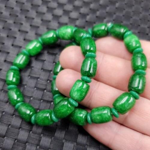 Customized Natural Green Jade Emerald Beads elastic Bracelet Bangle Jewellery Fashion Accessories DIY Woman Luck Amulet