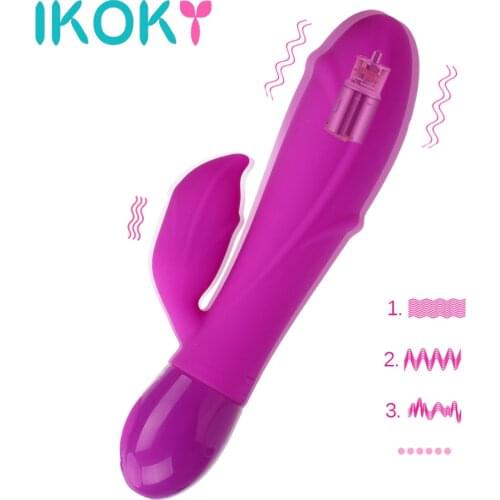 IKOKY Adult Sex product Clitoris Stimulation Vaginal Massage Double Vibrator Female Masturbation Dildo Sex Toys for Woman