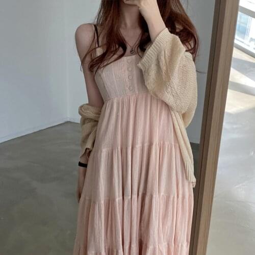 2021 Summer Solid Vintage Dress Women Elegant A-line Party Dress Ladies V-Neck Midi Dresses High Waist Sexy Vestidos 15367