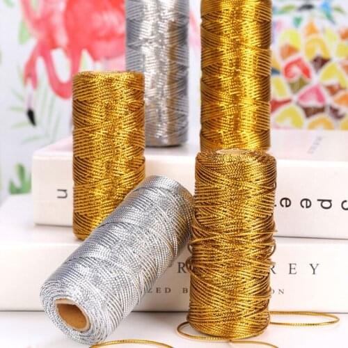 100m/Roll 1.5mm Gold Silver Wire Tag Twisted Thread Flat Hollow DIY Gifts Packaging Macrame Cord Rope Ribbon Crafts Decoration
