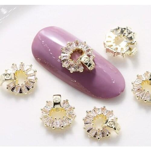 10pcs/lot 3D Alloy Circle Nail Art Zircon Metal Rhinestones Nails Accessories Professional Supplies Decorations Charms Y47-9