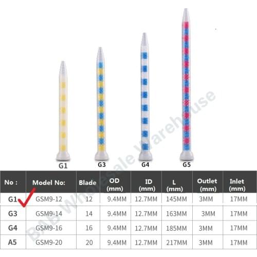 10PCS/lot GSM9-12 Epoxy Resin Static Mixer tube for automatic glue filling machine AB glue static mixing tube Mixing tube mixer