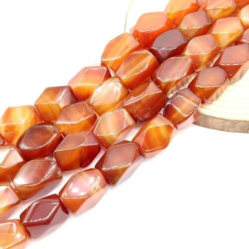 Natural Garnet Stone Beads Cube Faceted Cut Nugget 13x18 mm Carnelian For DIY Jewelry Making Supplies Really Stone