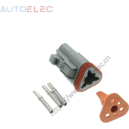 100Kits DT06-3S Gray Deutsch Series Automotive waterproof Connector + Solid Terminals for SOLENOID VALVES boats KOMATSU