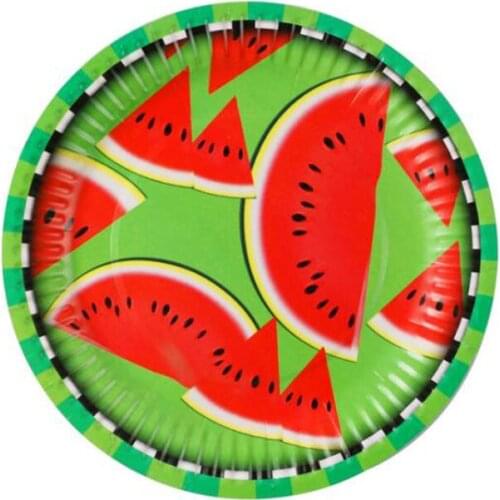 100pcs/lot Decoration Baby Shower Watermelon Theme Plates Kids Boys Favors Dishes Happy Birthday Party Tableware Events Supplies