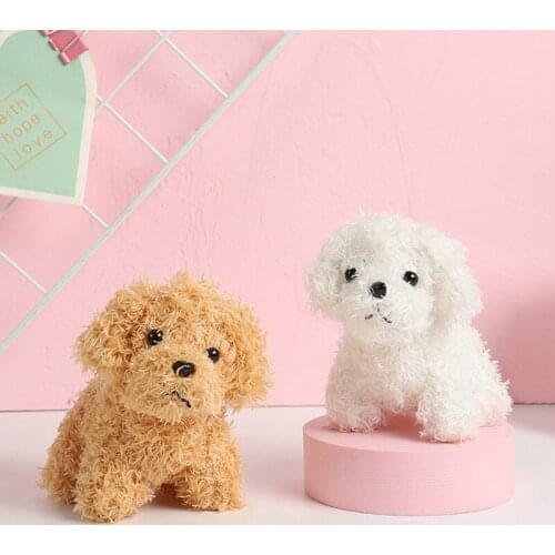 12cm Simulation Dog Poodle Plush Toys Animal Suffed Doll Key Chain Ring Pendant