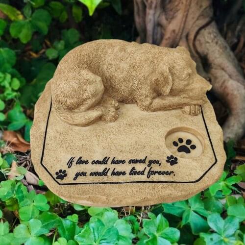 3D Sleeping Dog Statue Personalized Pet Memorial Stone Indoor Outdoor for Garden Backyard Marker Loss of Pet Tombstone