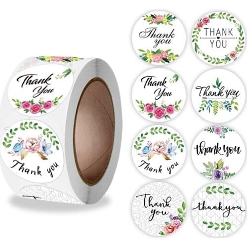 500pcs/roll Labels Flower Thank You Stickers Scrapbooking For Gift Decoration Stationery Sticker Seal Label Handmade Sticker