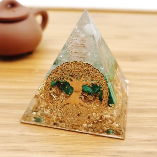 7 Chakra Crystal Orgone Pyramid Tree Of Life Amazonite Resin Jewelry Decoration Faith Creativity Pyramid Energy Generator