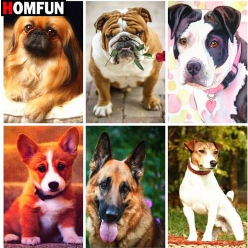 HOMFUN 5d Diamond Painting Full Square/Round "Animal dog landscape" Picture Of Rhinestone DIY Diamond Embroidery Home Decor
