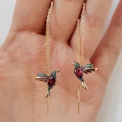 Asymmetrical Earring Female Super Fairy Magpie Drop Glaze Wing Earrings Pendant Temperament Long Style Kingfisher Earrings Women