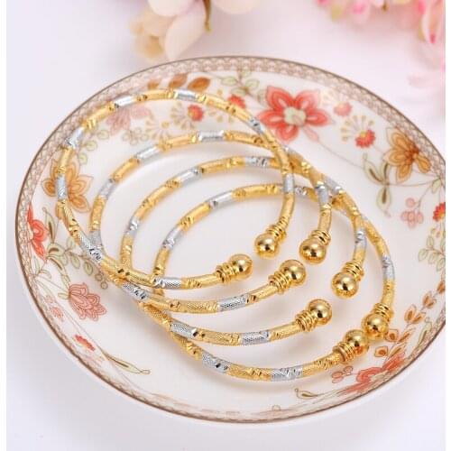 Bangrui 4pcs/lot Fashion Style Dubai Gold Jewelry Two Tone Gold Color Bangles For Dubai Bangles & Bracelets Dubai/Africa Jewelry