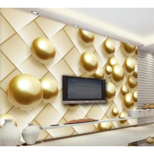 Beibehang Custom living room wallpaper mural decoration modern simple golden 3d pearl ball soft bag background wall