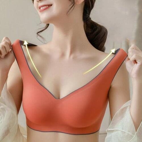 Seamless Bra Women Bra Latex Push Up Bras Female Plus Size Bra Tank Tops Gathers Shockproof Pad Brassiere Underwear M-XXL