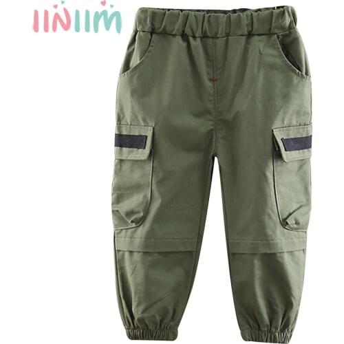 Iiniim Toddler Boys Pants Kids Casual Cotton Long Trousers Boys and Girls Pocket Pants Children Spring Autumn Fashion Clothing