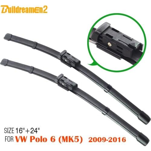 Buildreamen2 New Soft Rubber Window Wiper Blades Car Windshield Wiper Blade For Volkswagen Polo 6 (MK5) 2009-2016