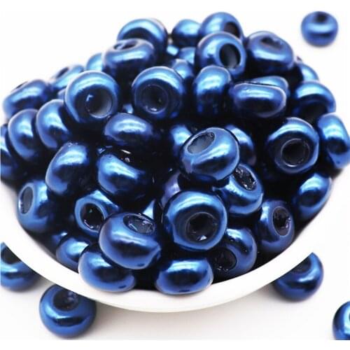 50pcs Big Hole Round European Beads Round Murano Spacer fit Pandora Bracelet Bangle Necklaces Hair Beads for DIY Jewelry Making
