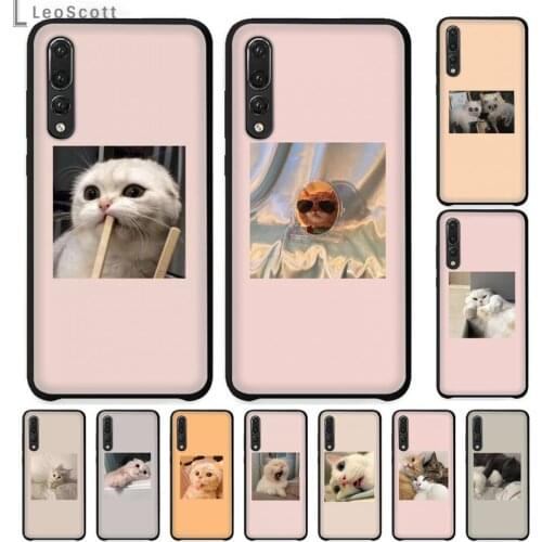 Pink Aesthetic cute cat Phone Case For Huawei honor Mate P 9 10 20 30 40 Pro 10i 7 8 a x Lite nova 5t Soft Silicone Shell Cover