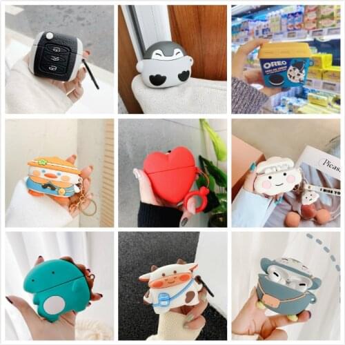 3D Earphone Case for Huawei Freebuds pro Case Silicone Cute Cartoon penguin Cover for Huawei Freebuds 4 Pro Cases with Keychain