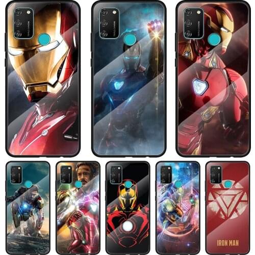 Marvel Iron Man Tempered Glass Cover For Honor 30 20 10 9X 8X Pro Plus Lite Silicone Phone Case Coque