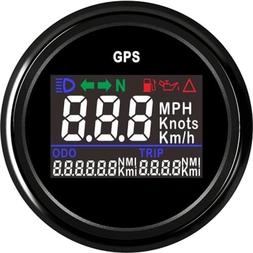 52mm Digital GPS Speedometer 0~999 MPH Km/h Adjustable Speedometer Gauge for Marine Boat Car with Fuel & Oil Pressure Alarm