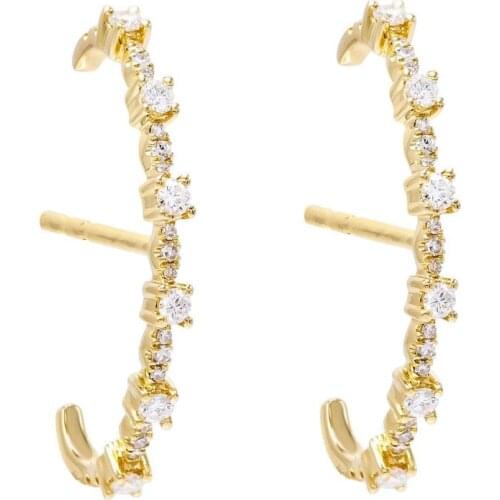Cz bar stud earring long bar gold silver color simple classic jewelry