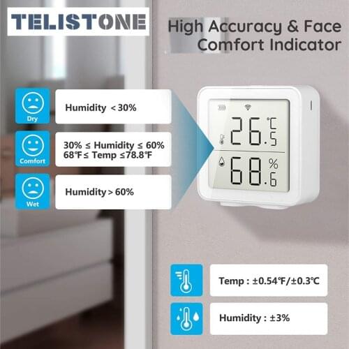 Tuya Smart Life Wifi Temperature and Humidity Sensor Indoor Hygrometer Thermometer with LCD Display Support Alexa Google Home