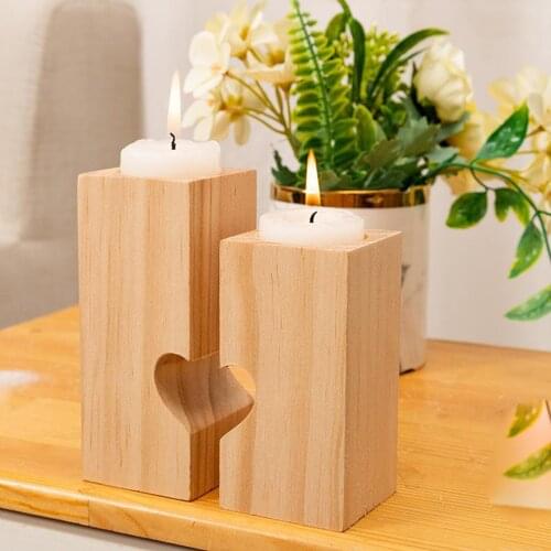 Wooden Tealight Holder Pillar Candle Stand Cup Shabby Chic Home Christmas decor