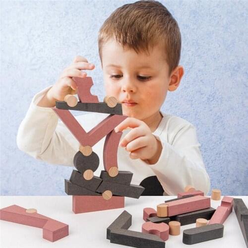 Children Wooden Animal Balance Blocks Board Games Montessori Dinosaur Educational Stacking Building Block Toy Gift