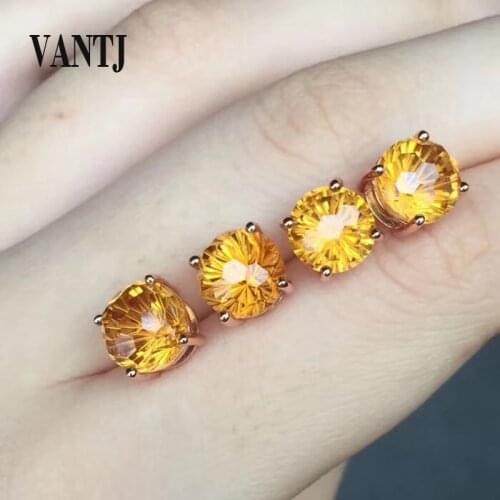 Elegant Real Natural Citrine Earrings Sterling 925 Silver Firework Cut Gemstone for Women Anniversary Party Fine Jewelry Gift