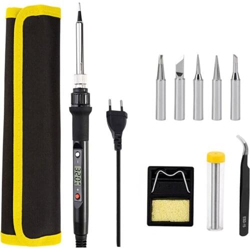 80W Electric Soldering iron adjustable temperature 220V Digital LCD solder iron kits with soldering tips welding repair tool
