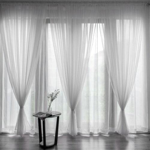 European Pure white window Tulle Curtains for Living Room Bedroom Sheer Curtains for Kitchen Finished Tulle Curtains for Window