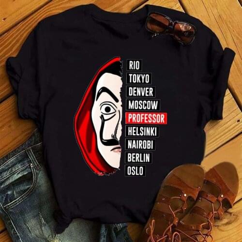 La Casa De Papel Black Tshirt Money Heist Tees TV Series T Shirt Women Short Sleeve House of Paper Funny Female T-Shirt Tops