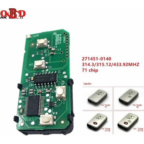 HKOBDII 271451-0140 4 BUTTONS Smart Remote Board 314/315/433.92MHz For Toyota 2005-2008 Lexus Camry Reiz WD03 WD04 Chip 71